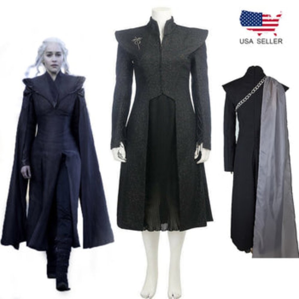 Game Of Thrones Daenerys Targaryen Costume Cosplay Halloween 4set S, M, L, Xl